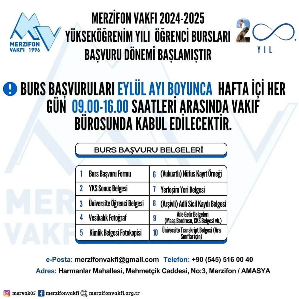 MERVAK BURS BAŞVURULARINI ALMAYA BAŞLADI 